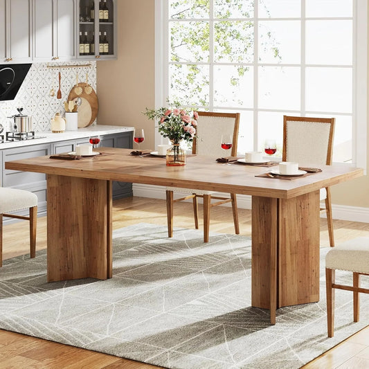 LITTLE TREE Farmhouse Dining Table For Four To Six