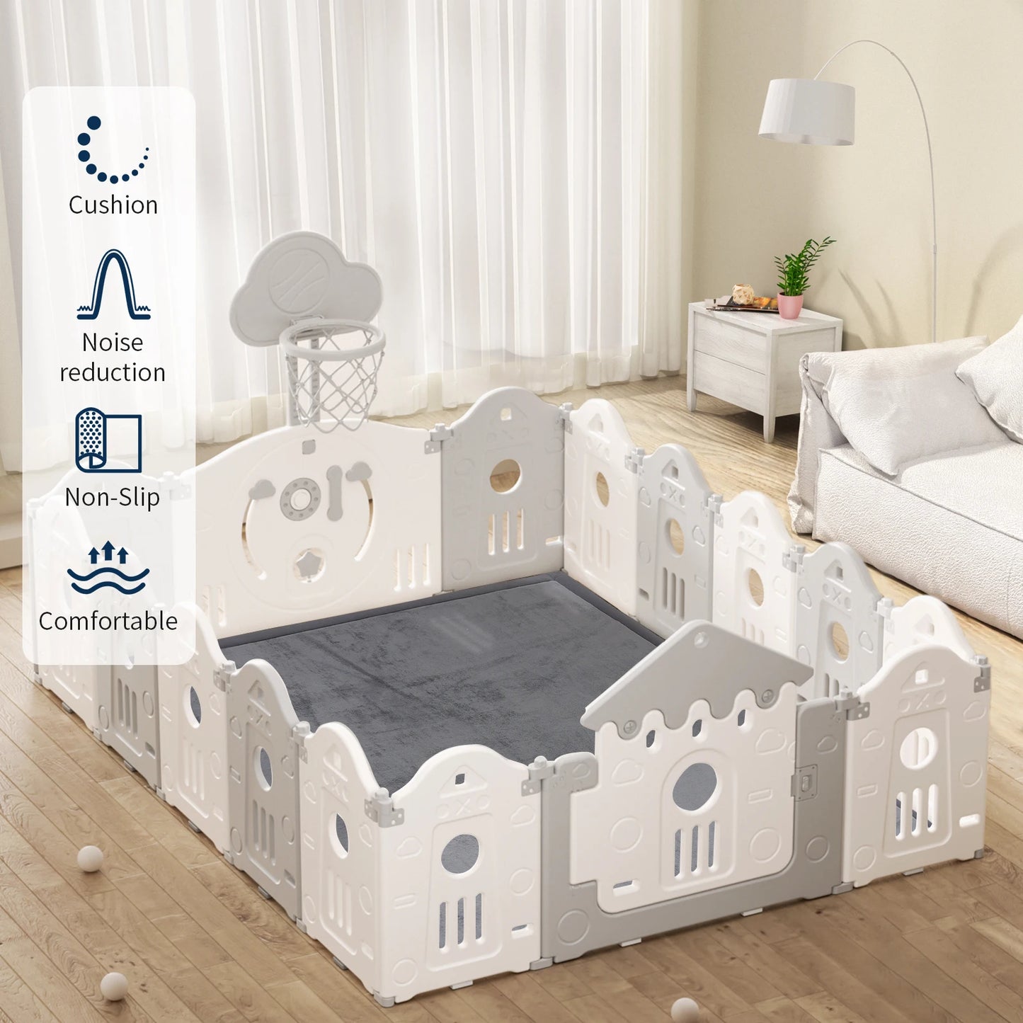 Huloo Sleep Memory Foam Playpen Mat With Non Slip Backing