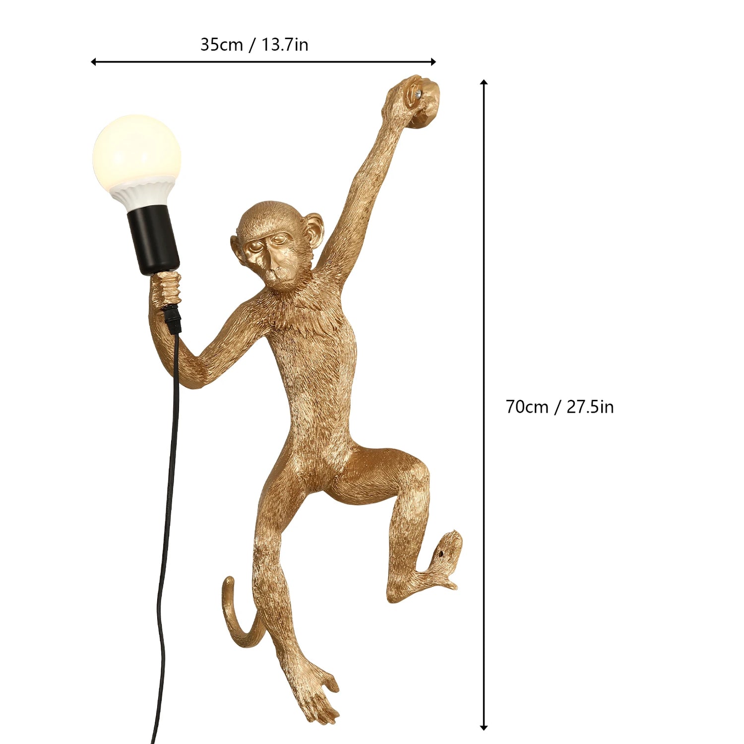 Monkey Shape Bakelite Wall Mount Lamp With E26 Socket