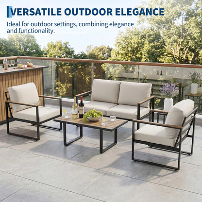 HobbyLane Modern 4 Piece Outdoor Sofa Set With Coffee Table