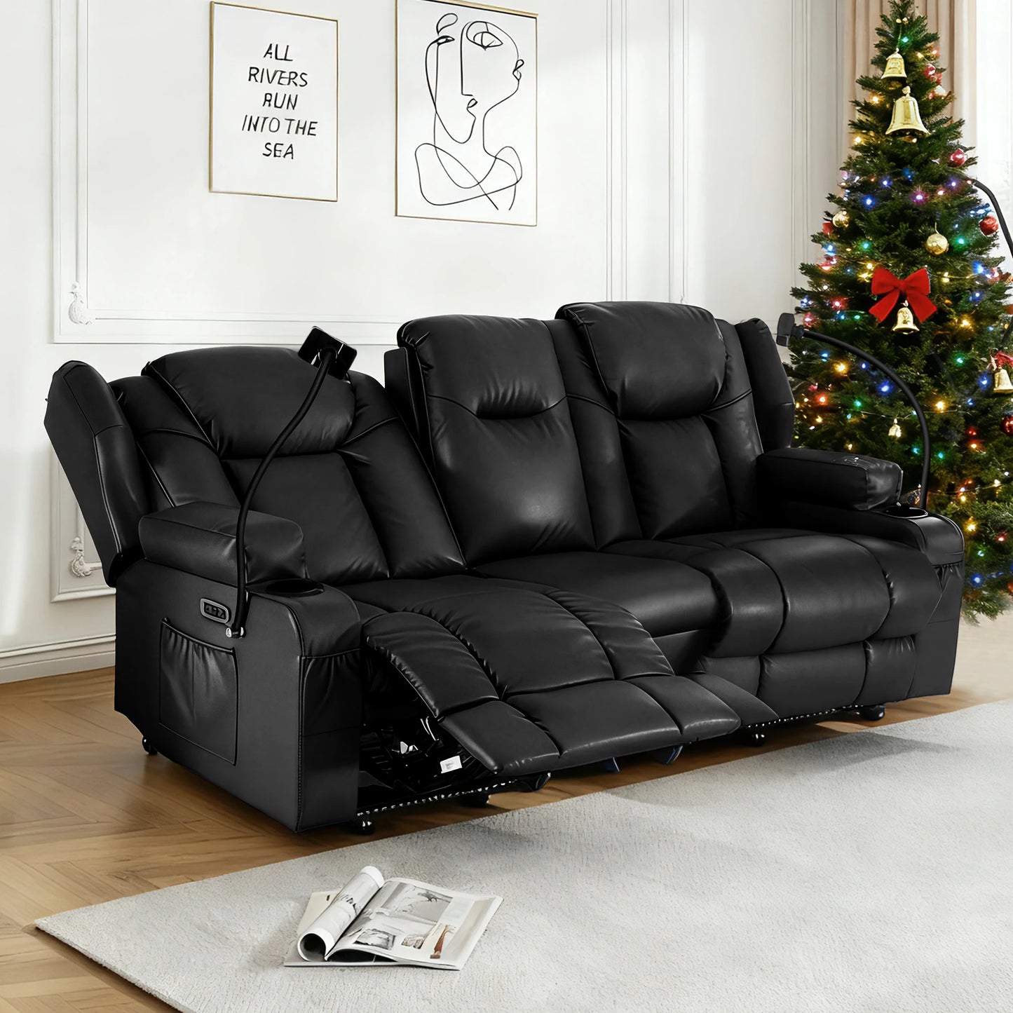 Redlife Electric Recliner Loveseat With Massage And Heat
