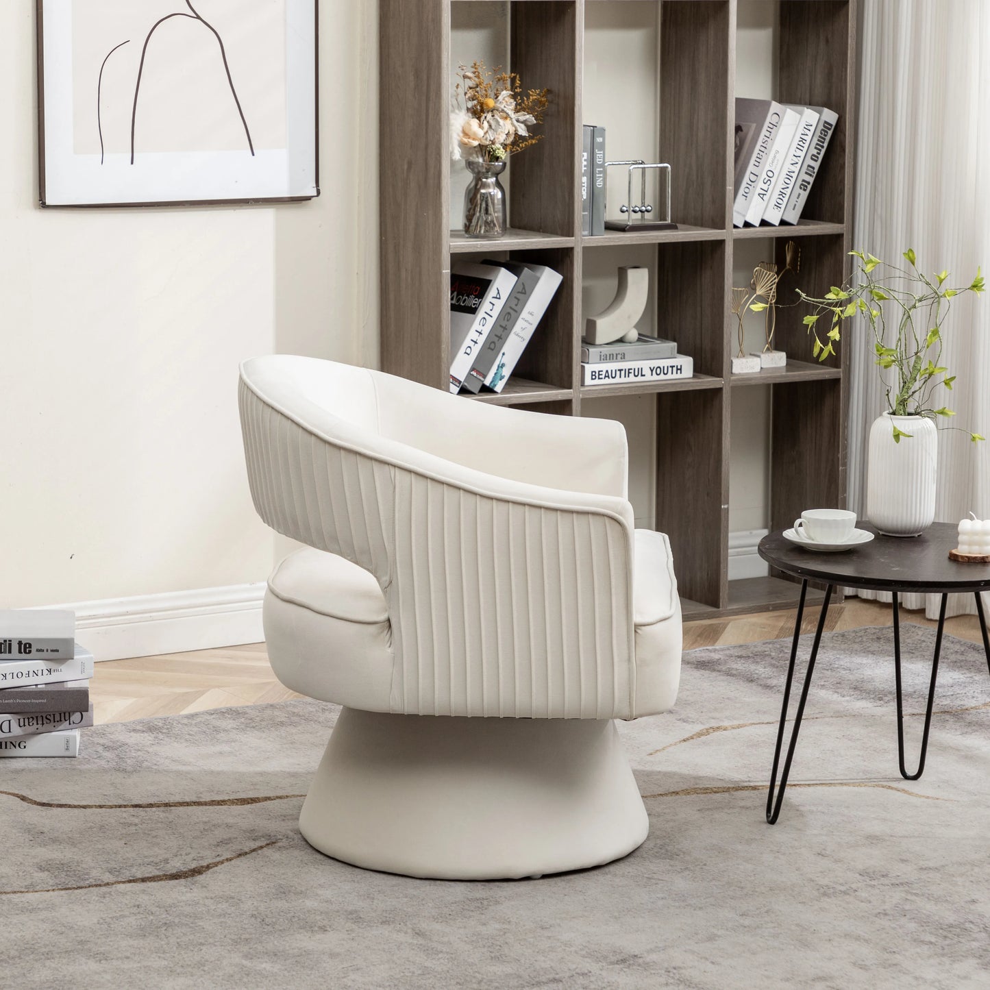 Seyner Modern Velvet Swivel Arm Chair For Living Room