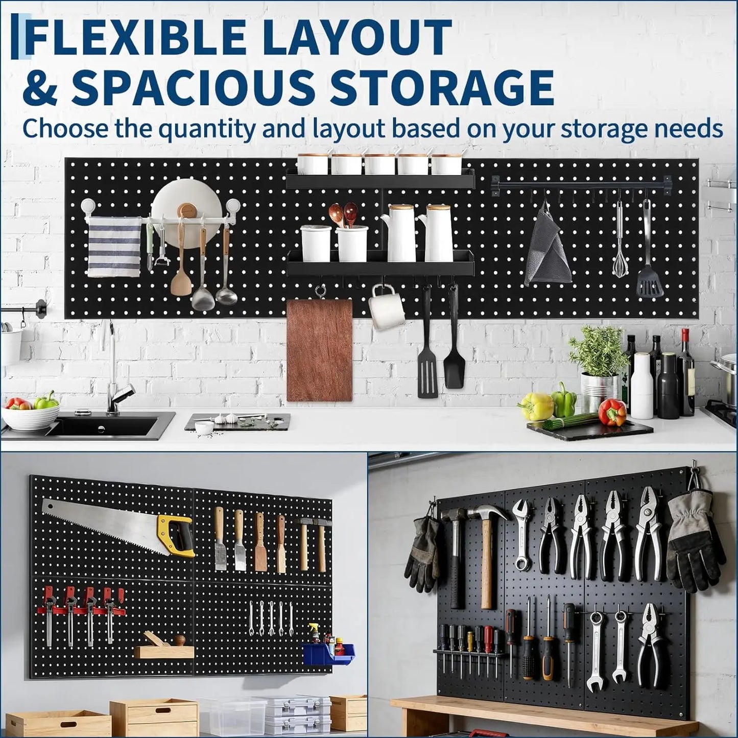 Metal Pegboard Panels Set 4-Pack For Craft Room Tool Organization