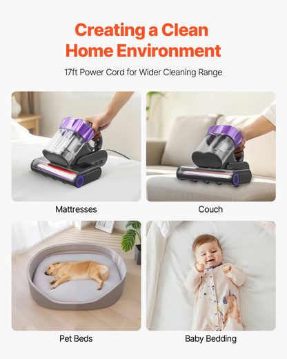 Handheld Mattress Vacuum With Powerful Suction And HEPA Filter