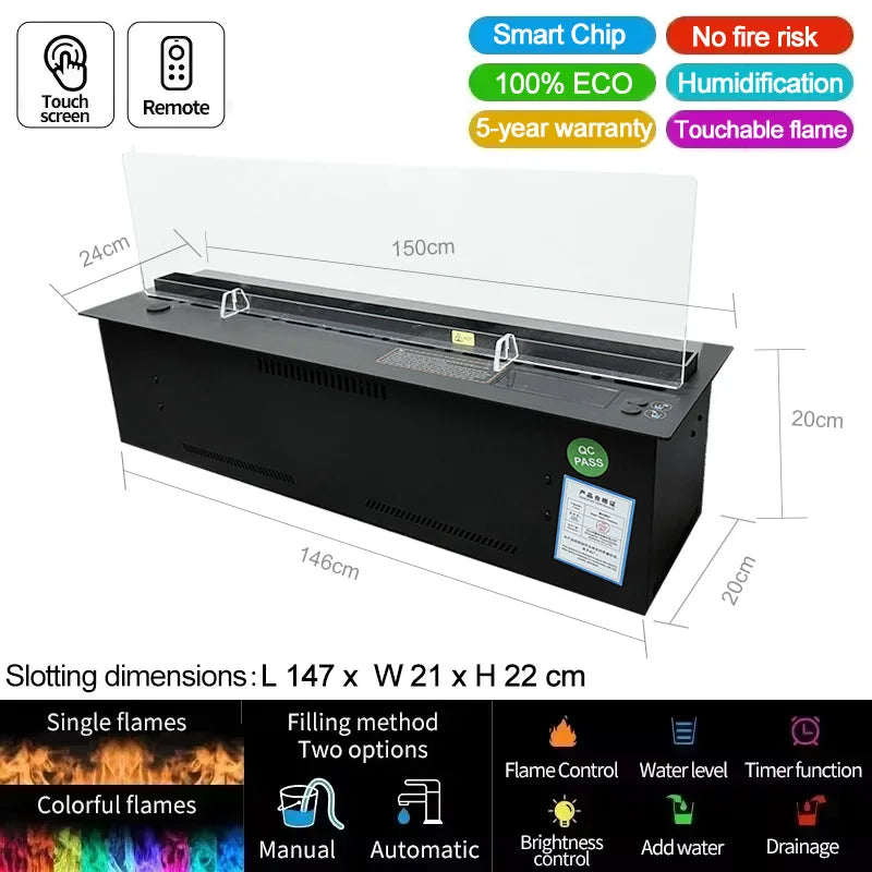 AFLYEVER Intelligent Water Replenishment Fireplace With 3D Atomization