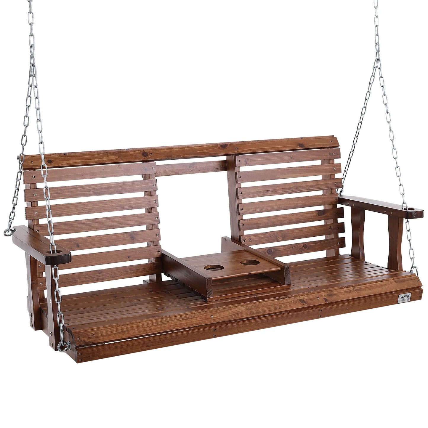 SucceBuy Wooden Porch Swing With 880 Lb Capacity Outdoor Patio