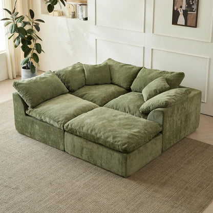 Yeflixvrau Modern Cloud L-Shaped Sofa With Ottoman