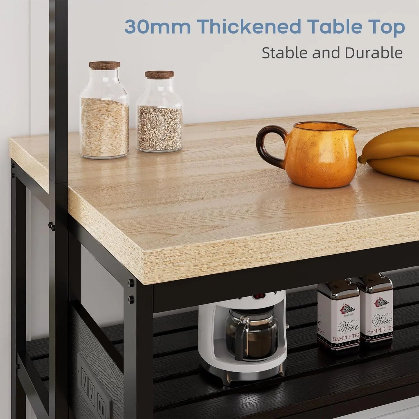HiMISSH Kitchen Island With Storage And Power Outlets