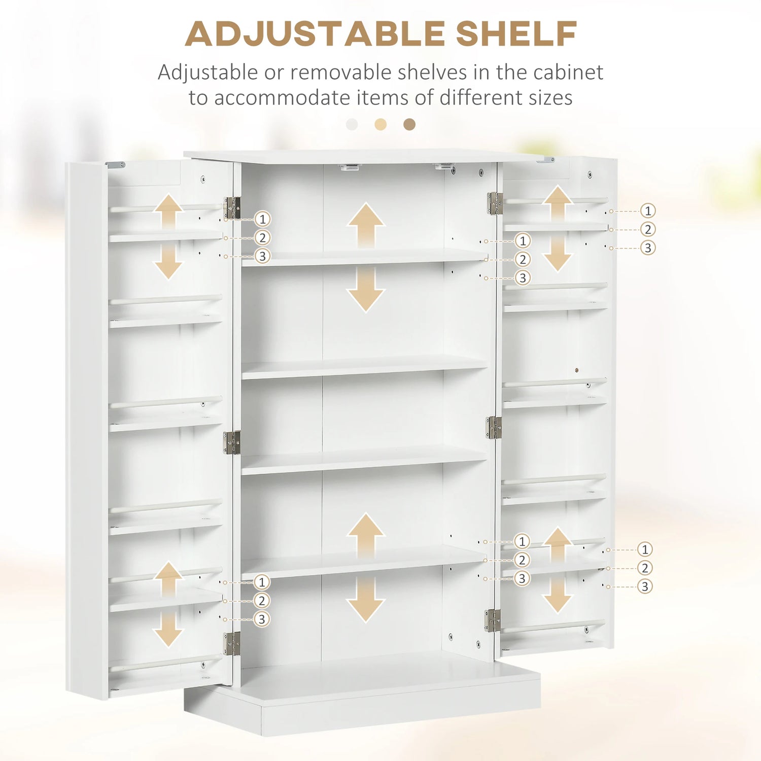 Homcom Freestanding Kitchen Pantry Cabinet With Double Doors
