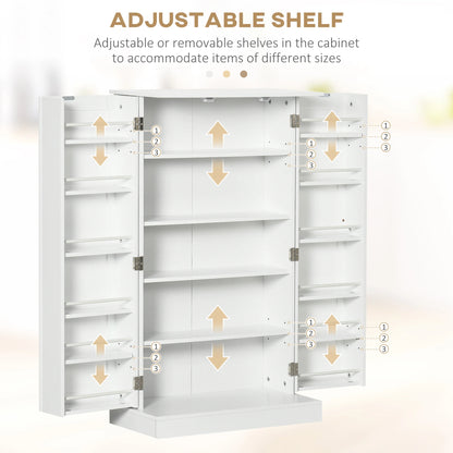 Homcom Freestanding Kitchen Pantry Cabinet With Double Doors