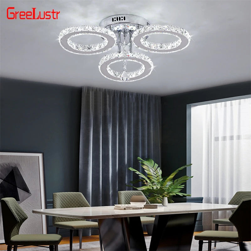 GreeLustr Modern Crystal Ring Pendant Light For Dining Room
