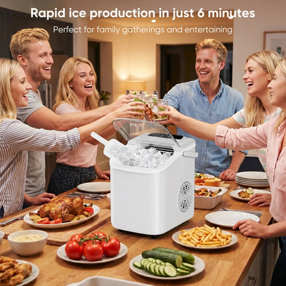 Portable Countertop Ice Maker With Rapid Ice Production And Handle