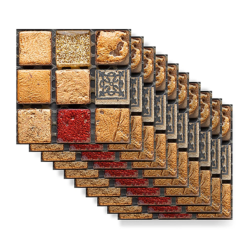 Alloet Vintage Mosaic Tile Sticker 10pcs Self Adhesive Wall Decals