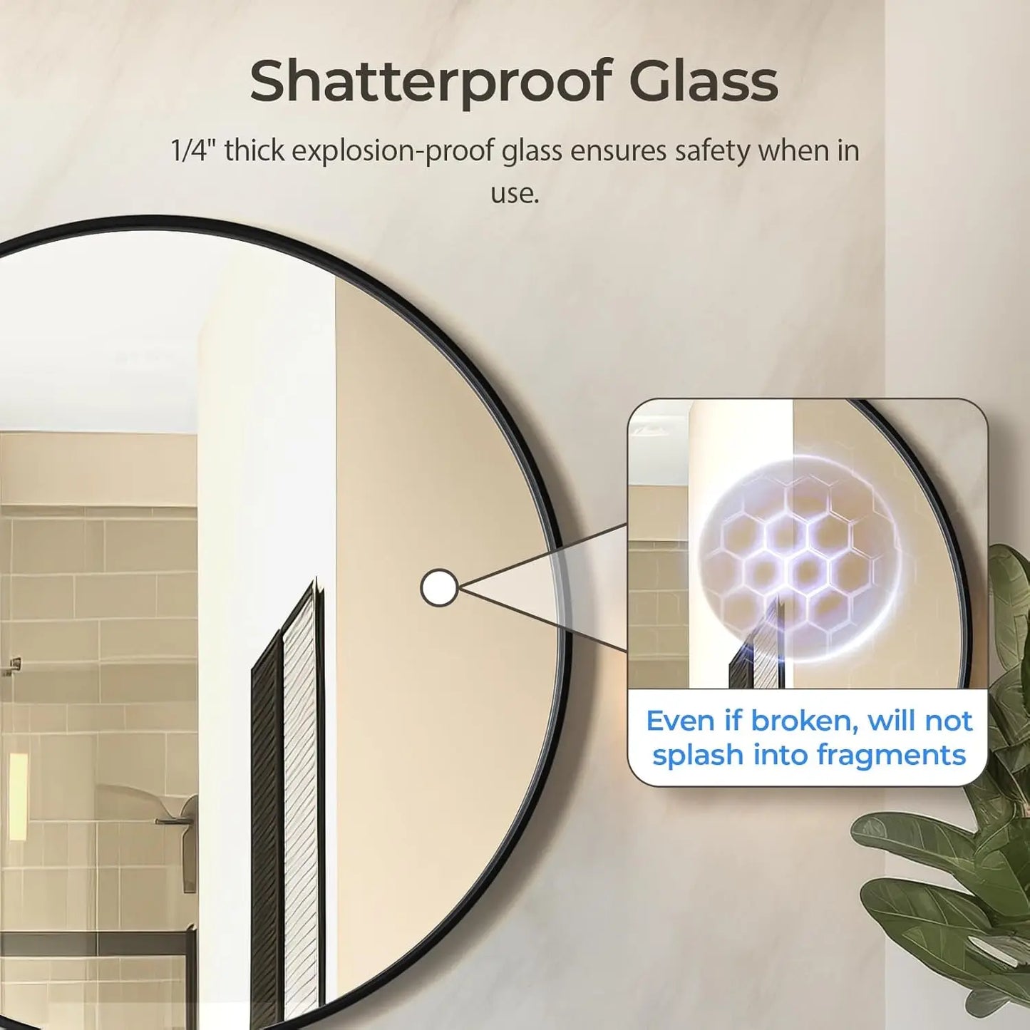 Circle Mirror With Metal Frame For Bathroom Vanity And Hallway