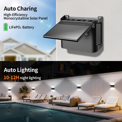 Intelamp Solar LED Wall Lights Outdoor Garden Lamp