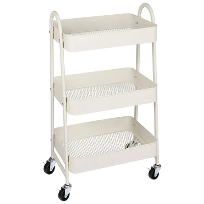 JHK 3 Tier Metal Storage Cart With Lockable Wheels