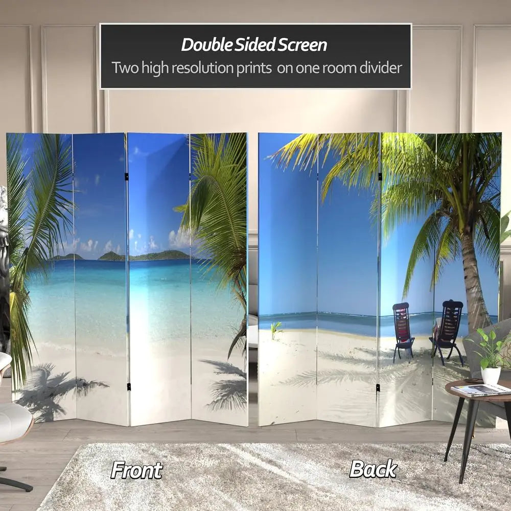 Double Sided 4-Panel Room Divider Screen Freestanding Privacy