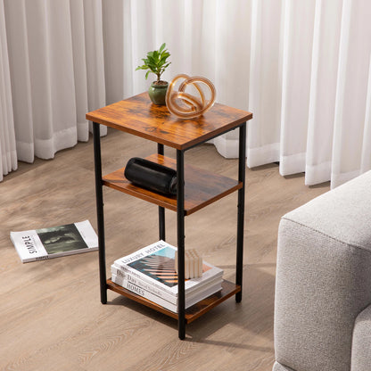 JHK Two Tier End Table With Adjustable Feet Space Saving