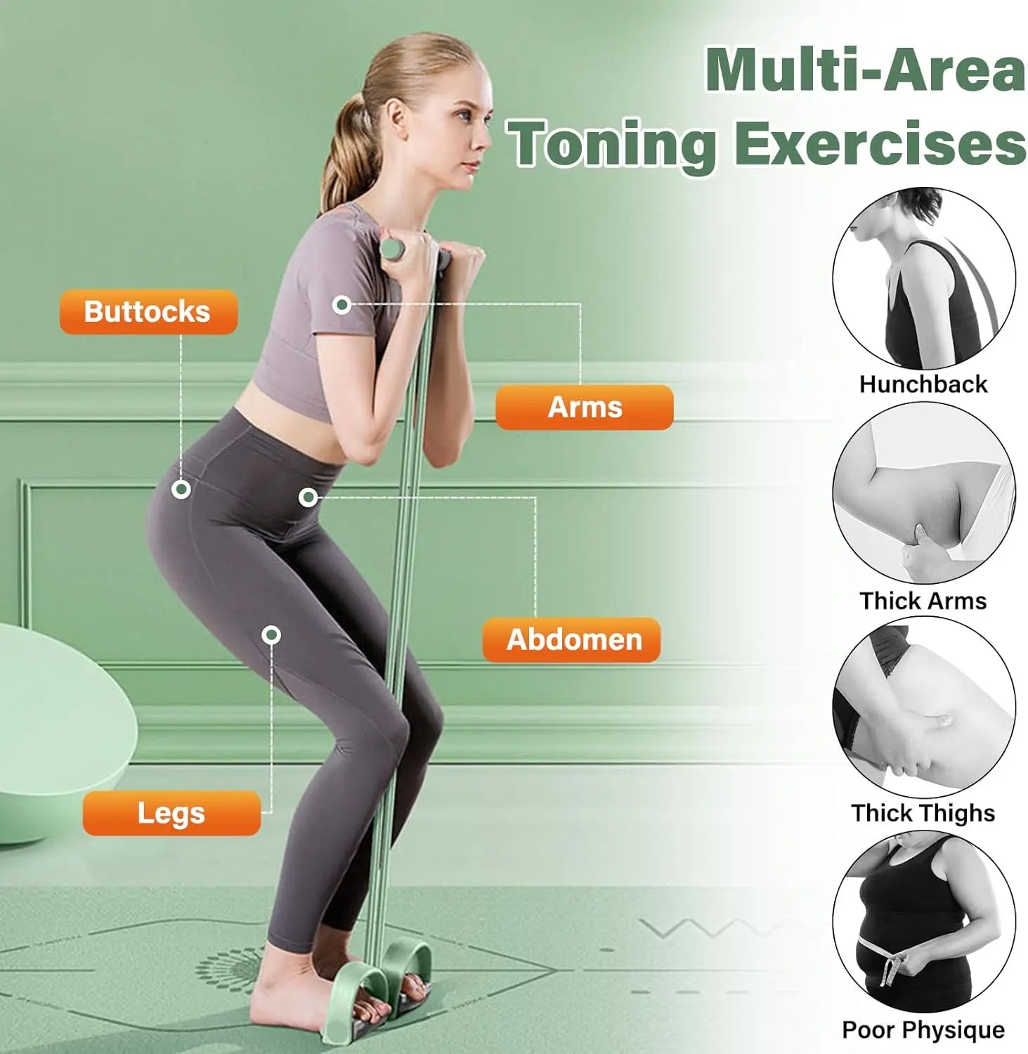Natural Rubber Pedal Resistance Bands With Handles Home Gym Fitness