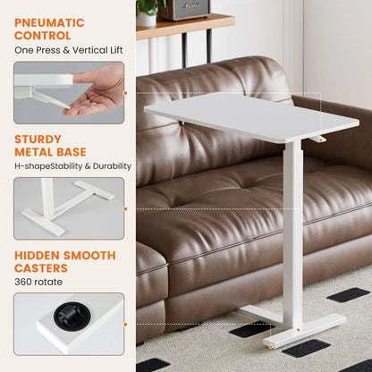 JHK Overbed Bedside Table With Hidden Wheels And Adjustable Height