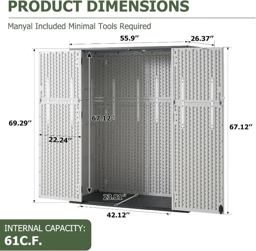 Aoxun Resin Outdoor Storage Shed With Floor For Patio