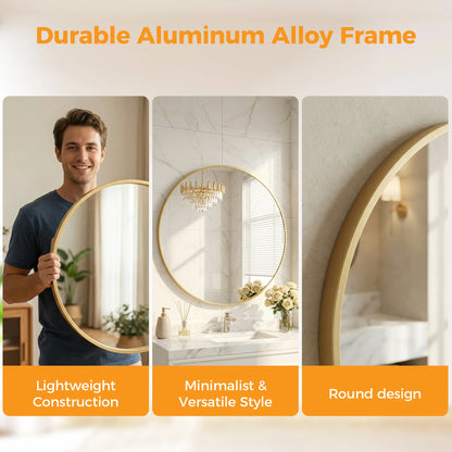 MCQ Round Wall Mirror Shatterproof Bathroom Vanity Mirror
