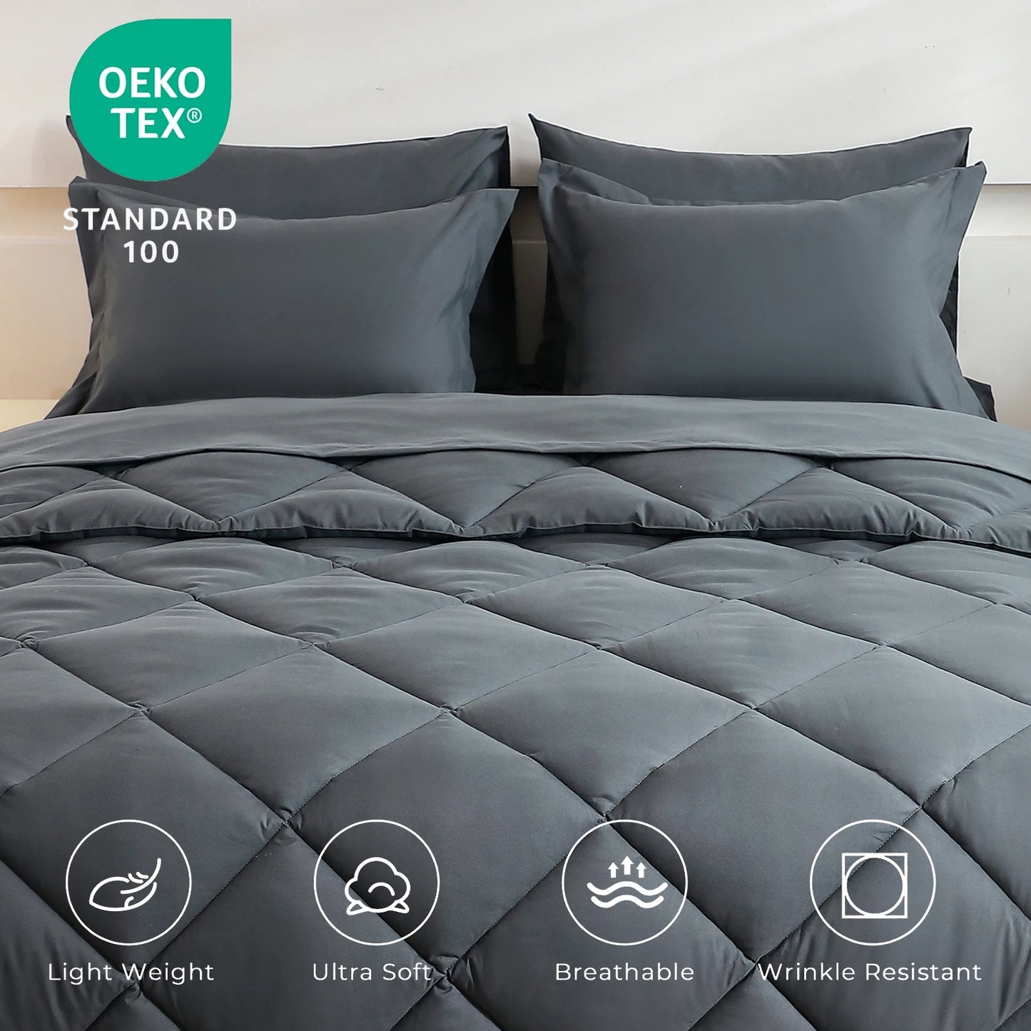 EasYum 7 Piece Polyester Bedding Set Includes Comforter And Sheets