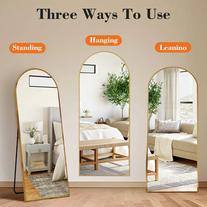 JHK Floor Mirror With Aluminum Frame Wall Mounted Or Stand
