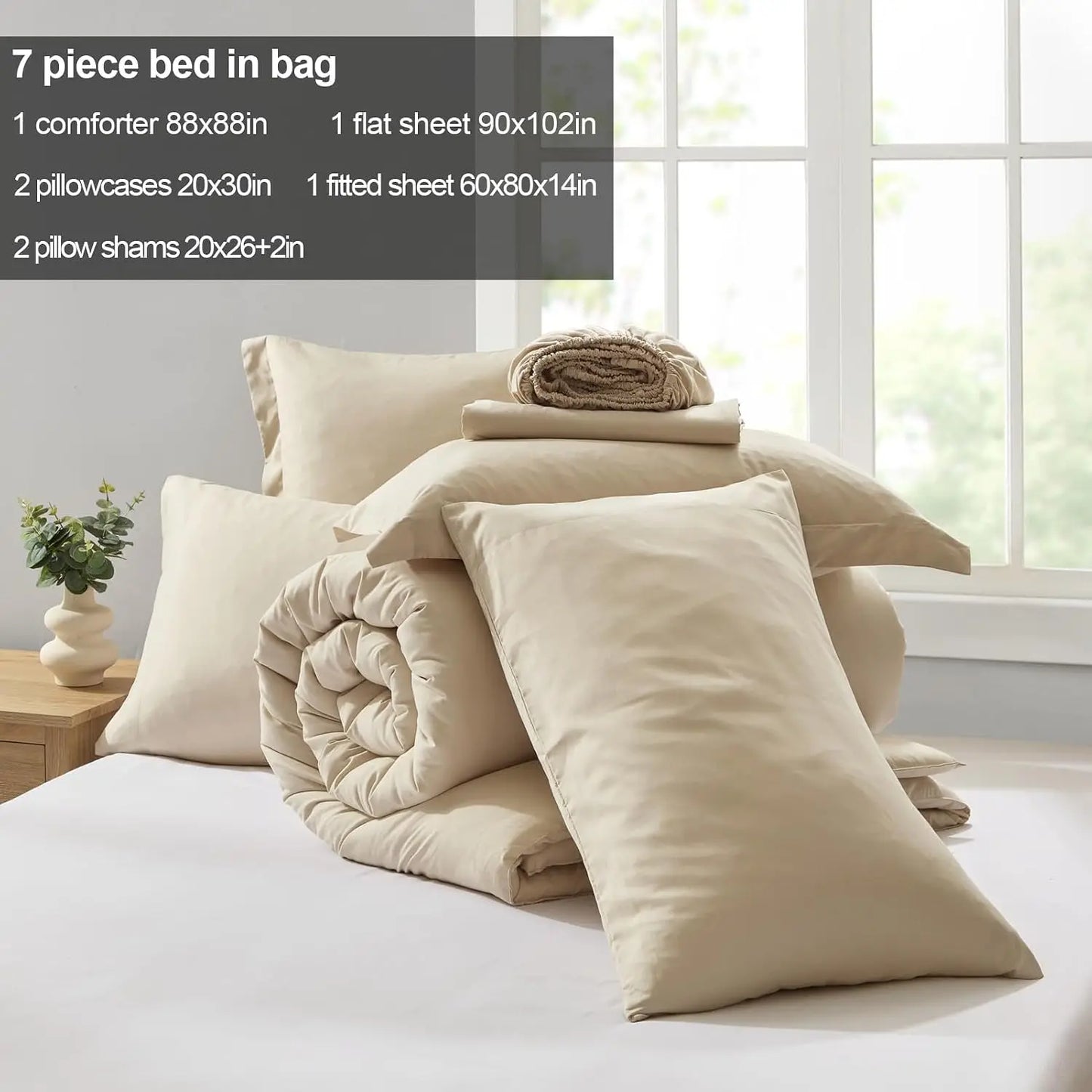 Bed in a Bag Comforter Set With Sheets Machine Washable