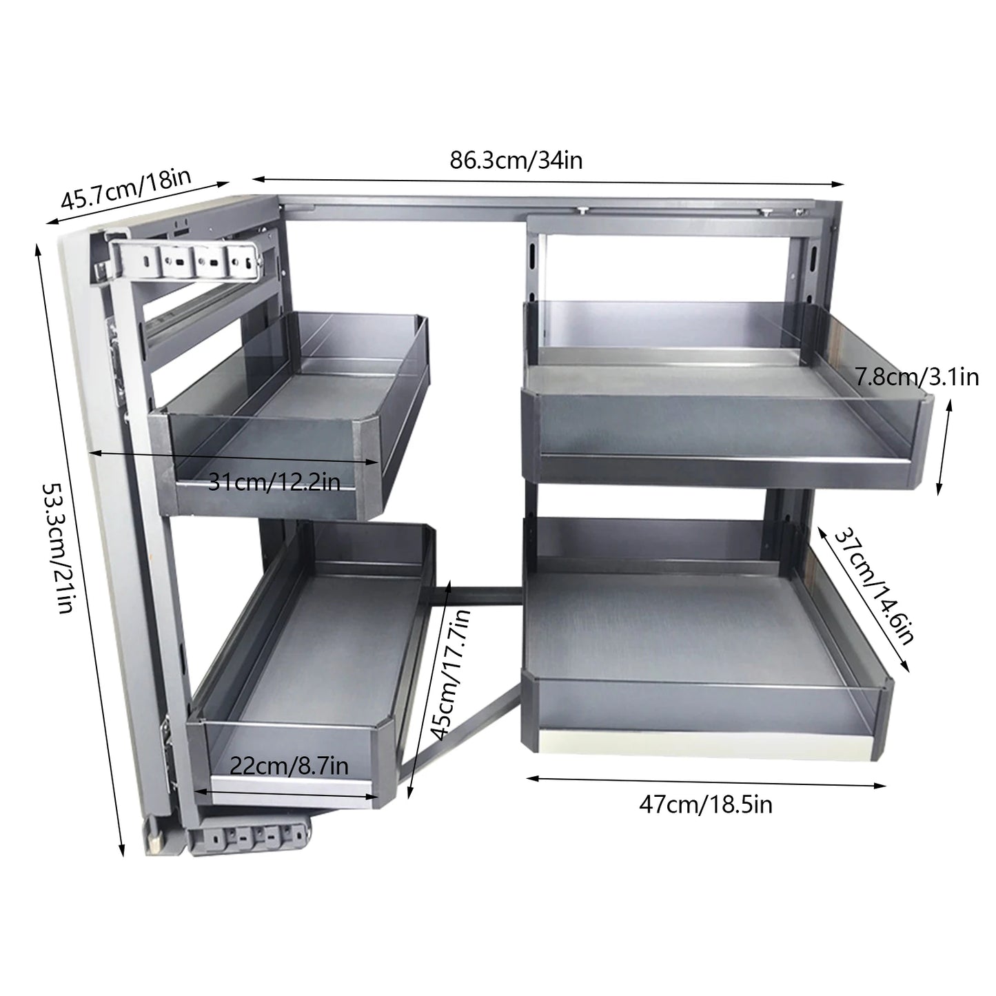 Bymaocar Blind Corner Cabinet Pull Out Organizer With 2 Tiers