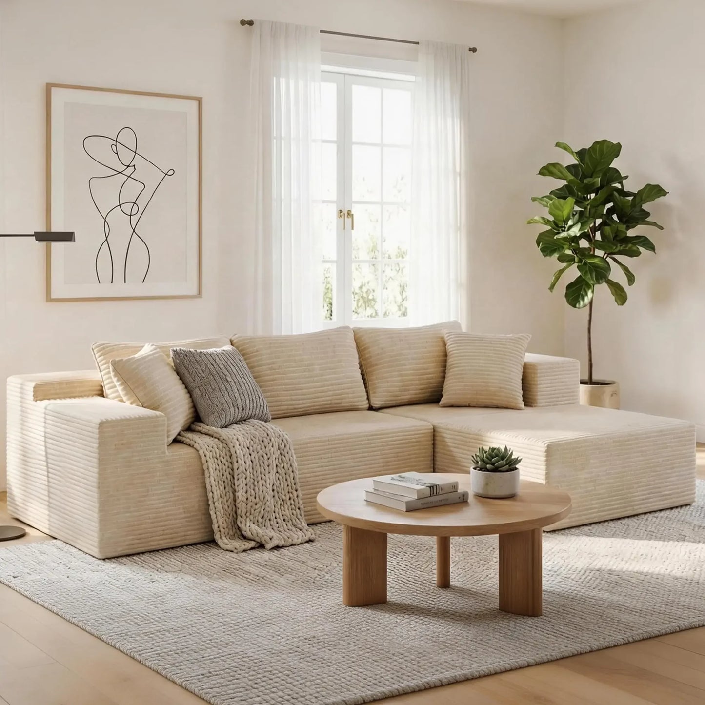 Realbear Modular Cloud Sectional Sofa With L Shaped Chaise