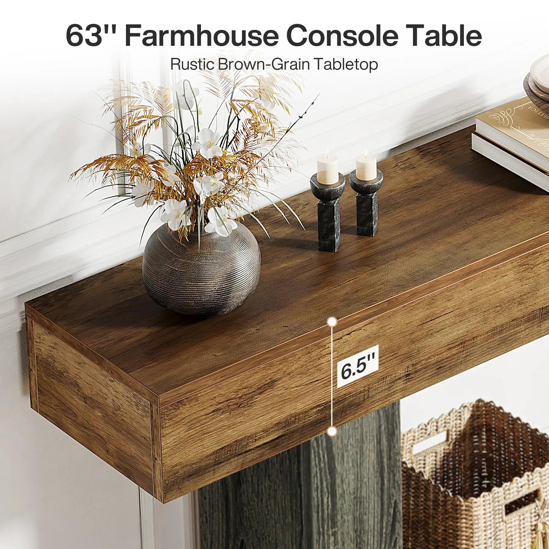 Tribesigns Farmhouse Console Table 2-Tier Entryway With U-Shaped Base