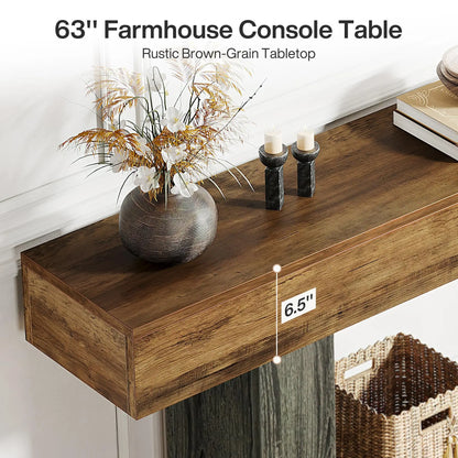 Tribesigns Farmhouse Console Table 2-Tier Entryway With U-Shaped Base