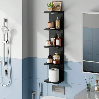 Wooden Five Tier Wall Mounted Floating Shelf For Home Storage