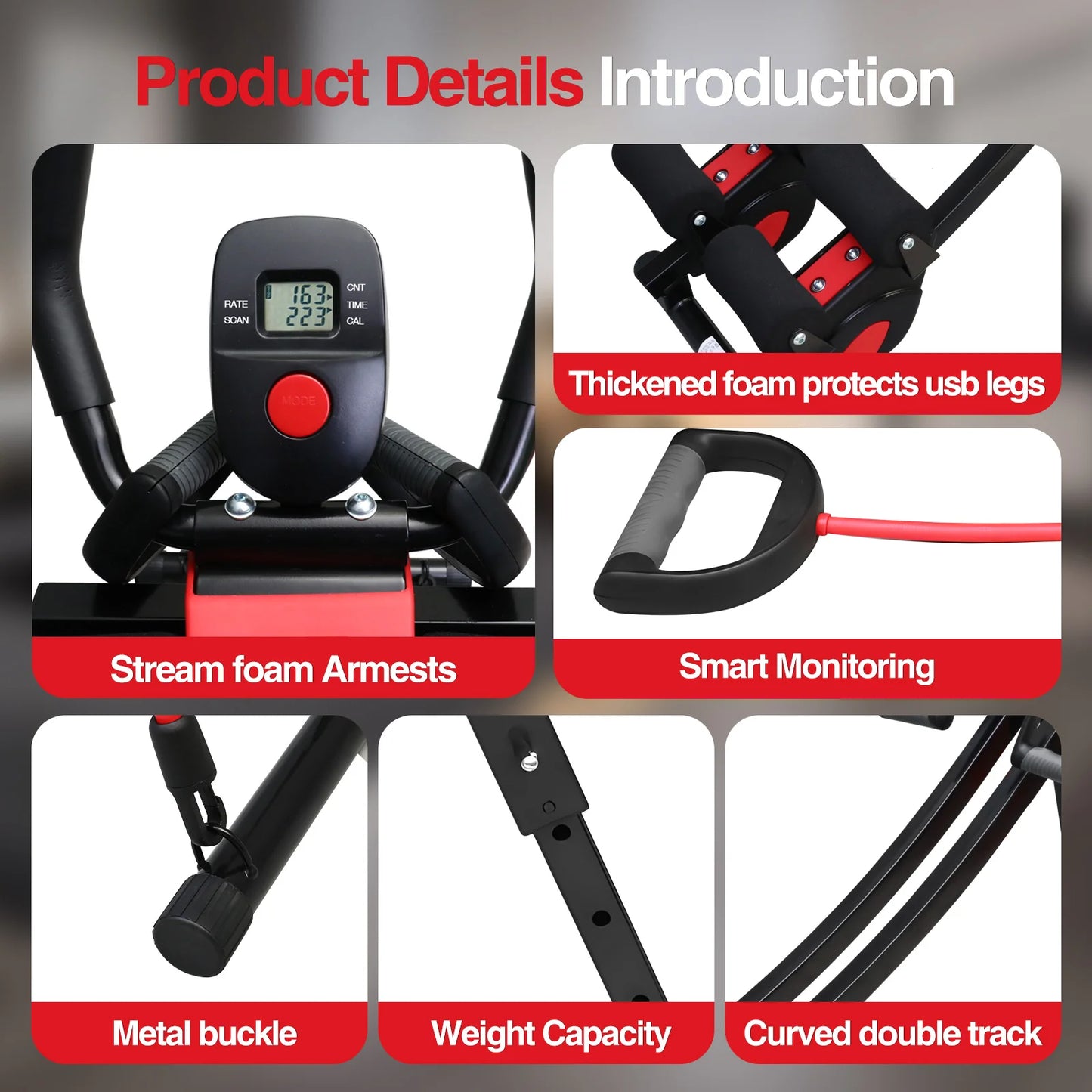 Foldable Abdominal Exercise Machine With LCD Display For Home Gym