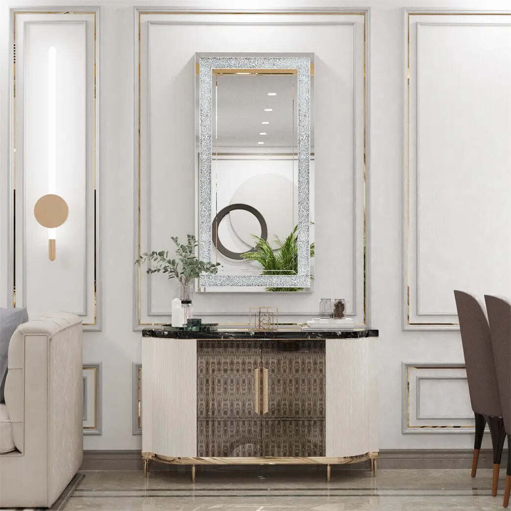 Crystal Crush Diamond Wall Mirror Framed Rectangle