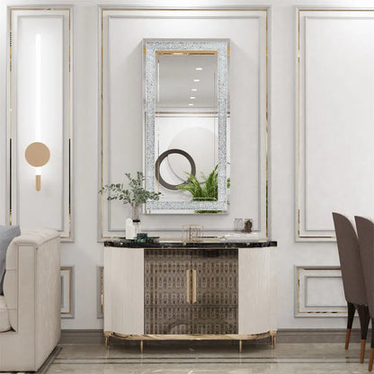 Crystal Crush Diamond Wall Mirror Framed Rectangle