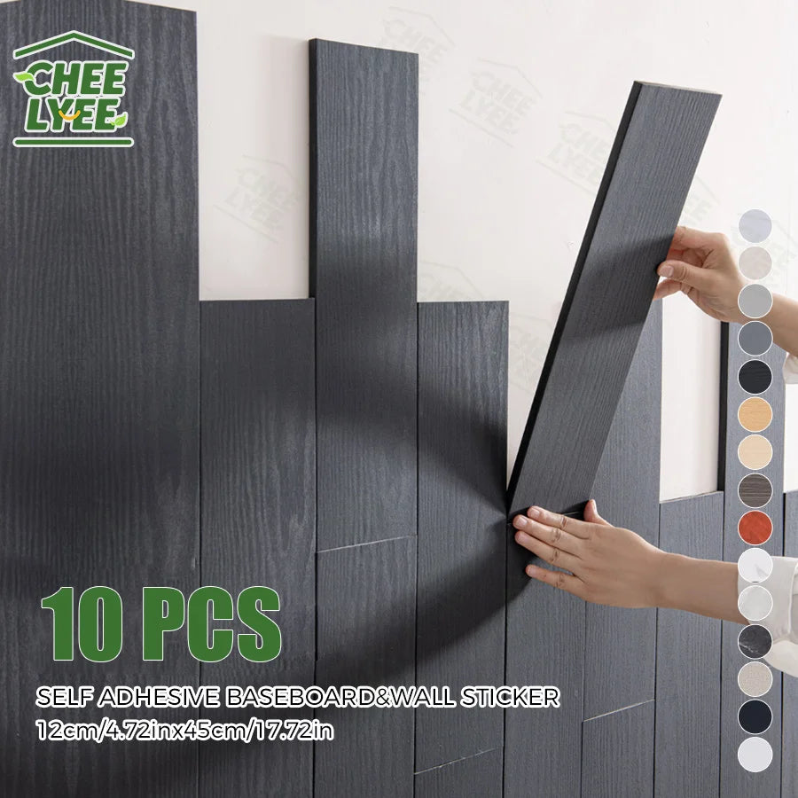 Self-Adhesive Wooden Wall Stickers Skirting Lines 10pcs