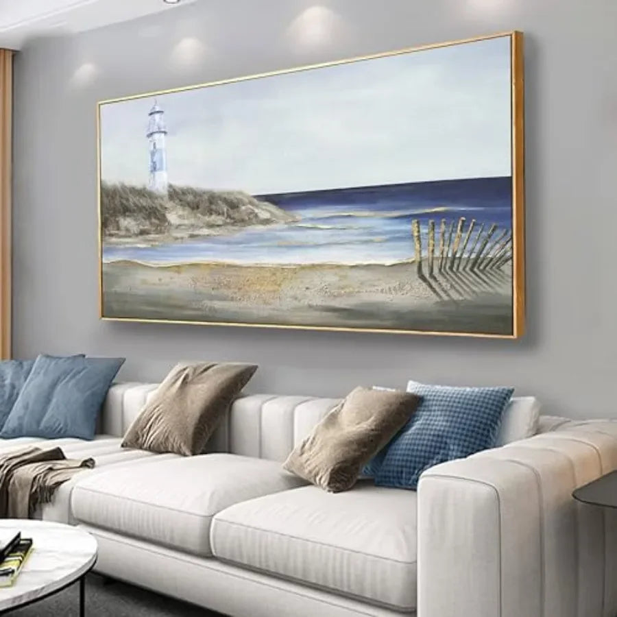 Coastal Lighthouse Canvas Art For Living Room Framed