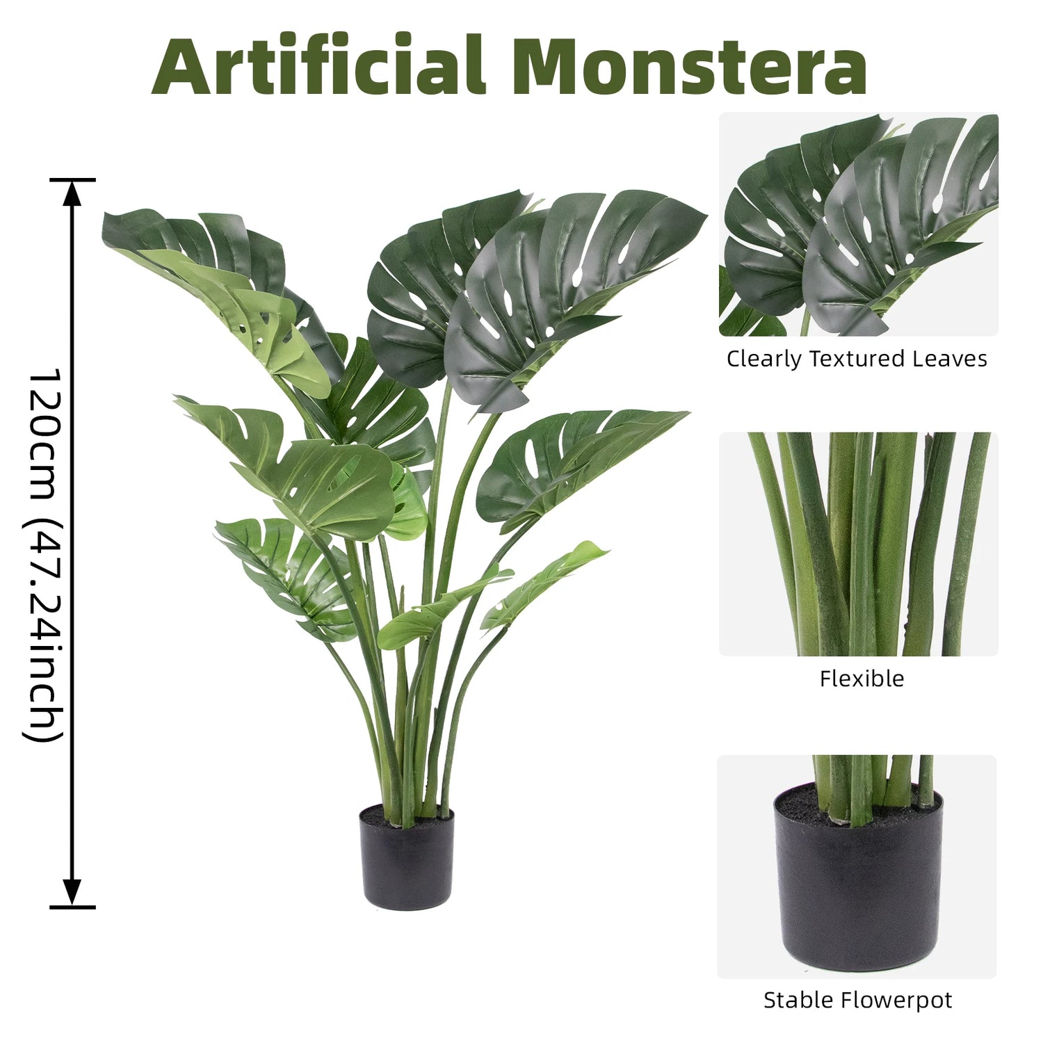 Artificial Monstera Tree Tropical Plant With Pot Indoor Outdoor Decor