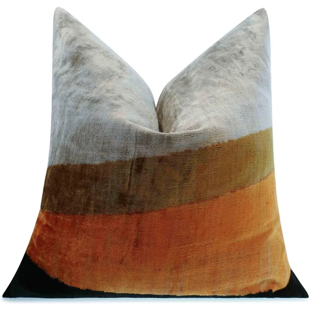 Eco Friendly Velvet Striped Throw Pillow Cushion Made In USA