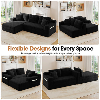 Cloud Modular Sectional Corduroy Sofa With L Shape Chaise
