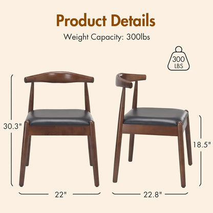 FARINI Dining Chairs Set Mid-Century Modern Solid Wood Legs