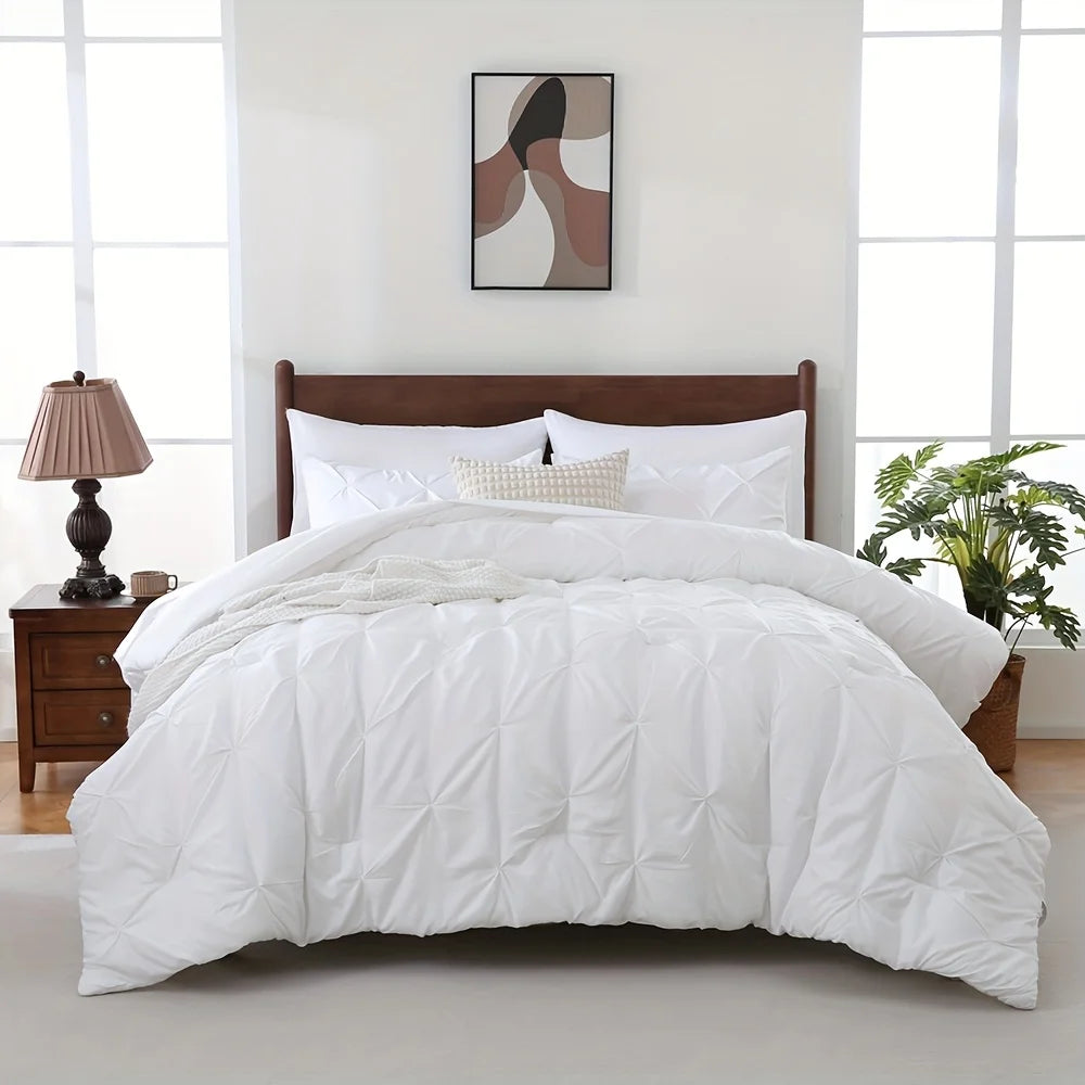 NIGHT COMFORT Pintuck Bed In A Bag Comforter Set With Sheets