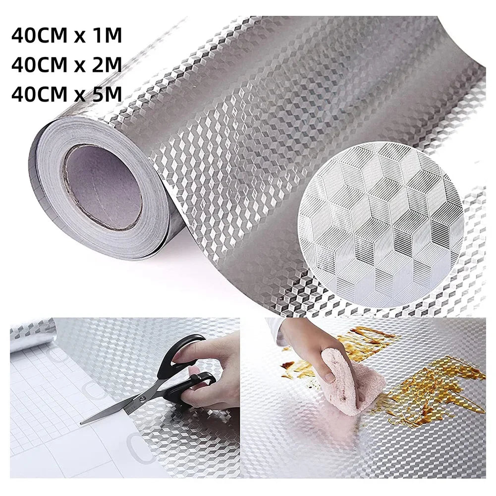 Aluminum Foil Kitchen Backsplash Sticker Waterproof And Heat Resistant