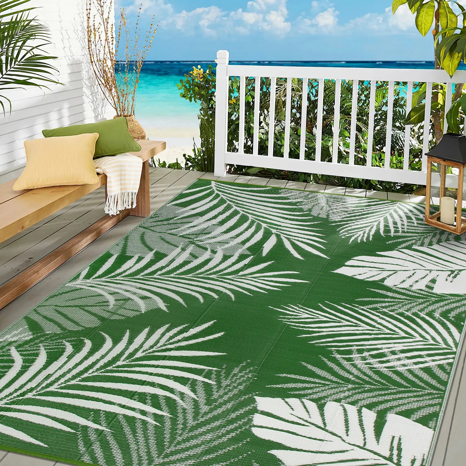 Outdoor Rug Waterproof Recycled Plastic Straw Patio Carpet
