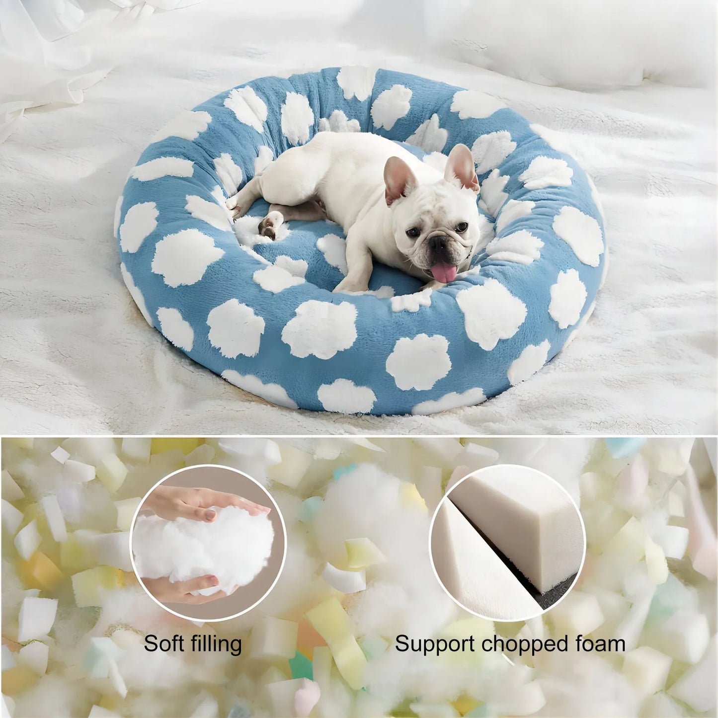 Sky Clouds Dog Kennel Bed Washable Orthopedic Cozy Sofa
