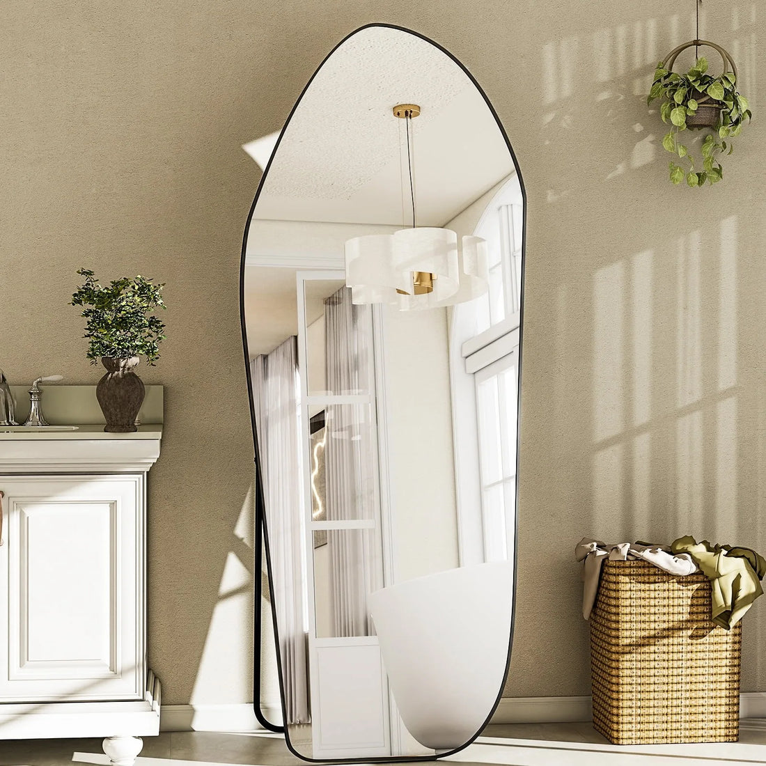 Beautypeak Irregular Floor Mirror With Aluminum Frame