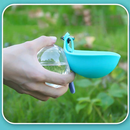 2-In-1 Portable Dog Water Bottle With Lanyard Foldable Silicone Bowl