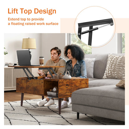 JHK Lift Top Coffee Table With Wood Storage Shelf Modern